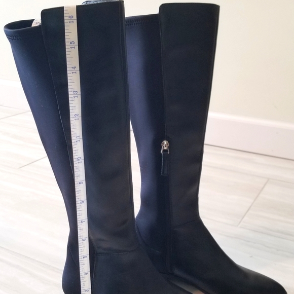 Nine West Riding Boots Black Leather and Scuba Fabric - Picture 2 of 8